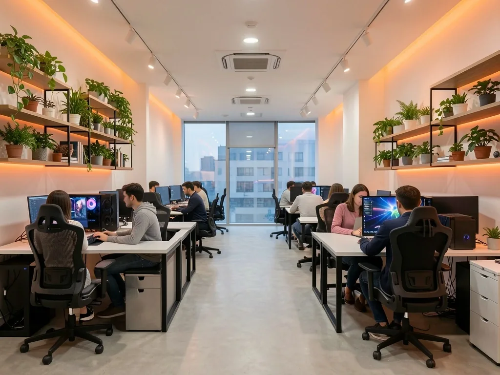 Espacio de coworking digital con conexión de fibra óptica en Bogotá