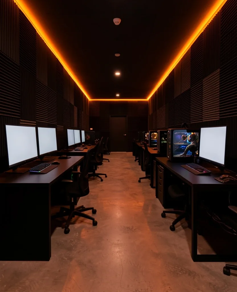 Sala principal de estaciones de trabajo en Orbetano Club Bogotá